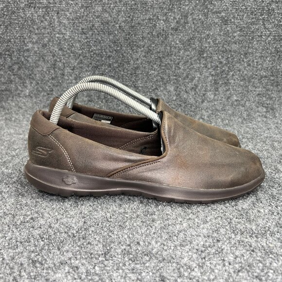 Skechers GoWalk Lite Queenly Shoes Women's 9.5 Brown GOGA Max Slip On Sneakers - Picture 1 of 13